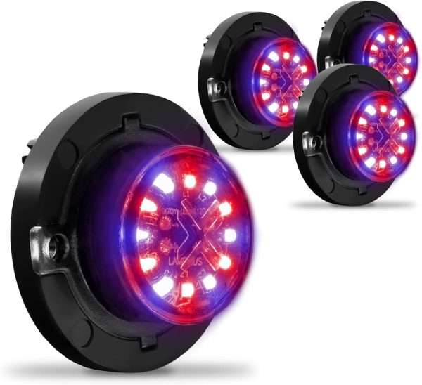 4pc Lampus Rojo/azul Snakeeye  Led Hideaway Strobe Light (luces De Policia Redondas)